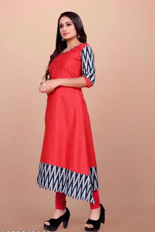 Women's Solid Red Cotton Gown - Comfortable Casual Dress