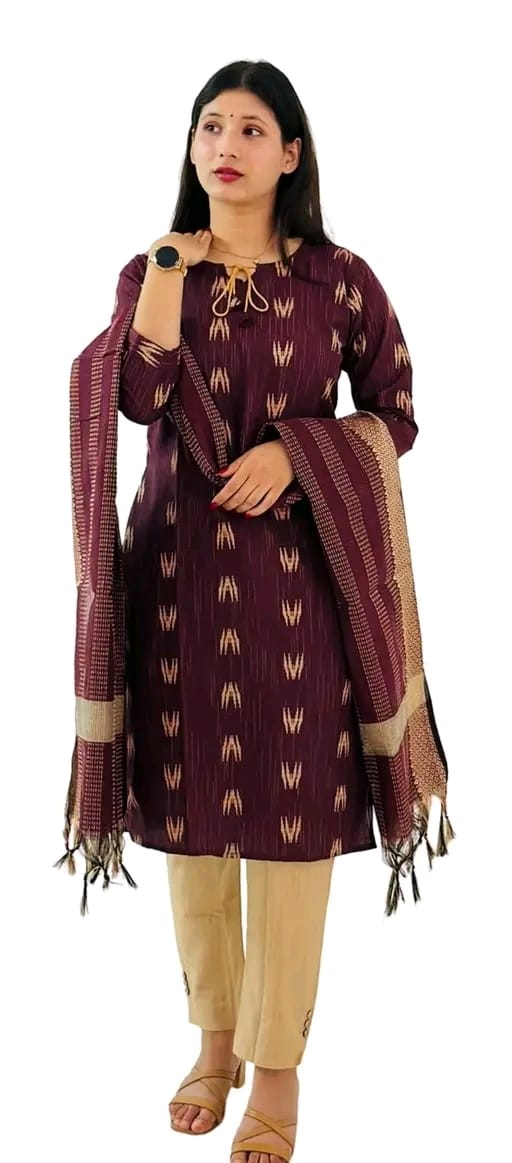 Women's Cotton Kurta Pant Set with Dupatta - Printed Sharara Set