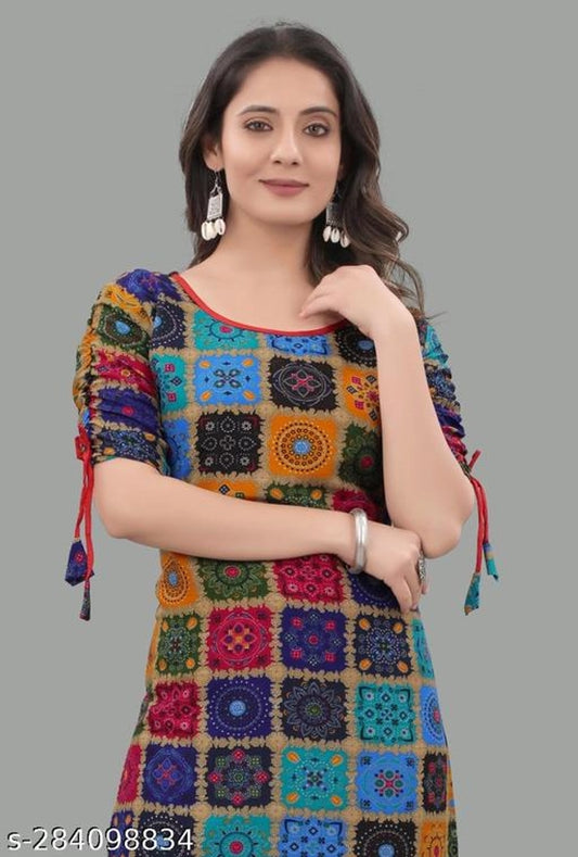 Elegant Blue Rayon Printed Kurti for Women - Medium Size