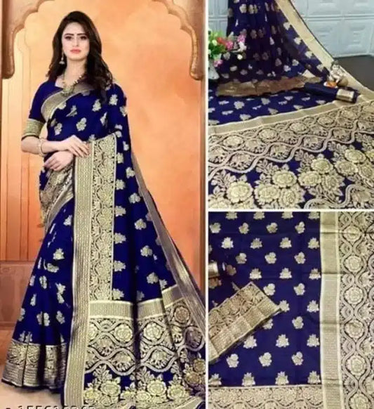 Elegant Black Jacquard Foil Printed Saree - Premium 6.3m Traditional Wear