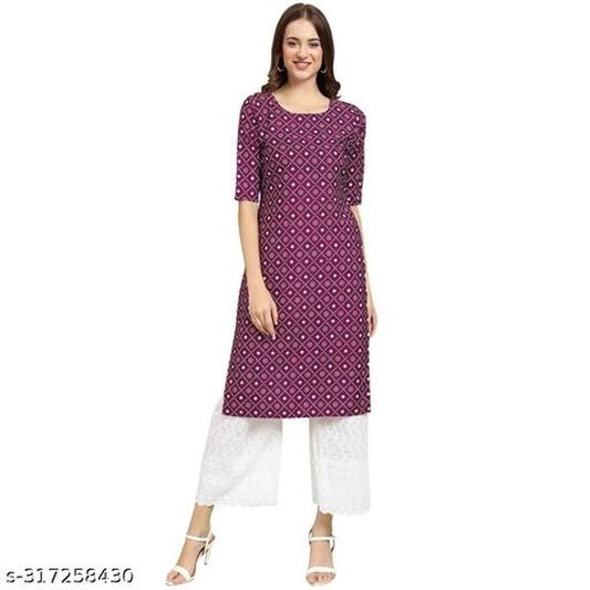 Elegant Crepe Printed Kurti for Women - Maroon Floral Design